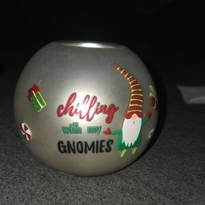 Hand Crafted Silver and Red Gnome Candle Holder